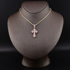 10k Rose Gold 1.09CTW Natural Diamond Cross Pendant 5.7g 18MM Religious Charm