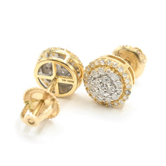 Womens Pure 10k Yellow Gold Round Earring 0.38CTW Natural Diamonds 2g Stud - NEW