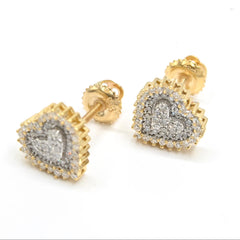 Womens Pure 10k Yellow Gold Heart Earring 0.30 CTW Natural Diamonds 1.6g Stud