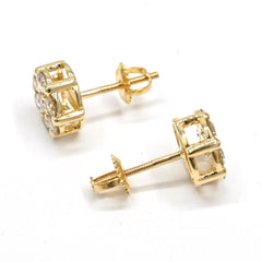 Womens Pure 10k Yellow Gold Flower Earring 1.10 CTW Natural Diamonds 1.8g Stud