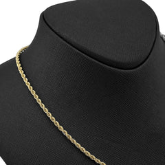 Bonded Rope Chain 4MM Real 1/10th 10k Yellow Gold 925 Silver 22In 4.3gm Necklace