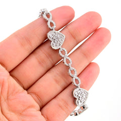 10k White Gold 2.74CTW Natural Diamond Infinity Heart Womens Bracelet 13.2grams