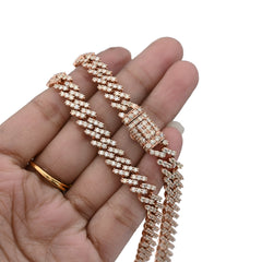 10k Rose Gold 62.4g 18CTW Natural Diamond 8MM Cuban Link Chain 21 Inch Necklace
