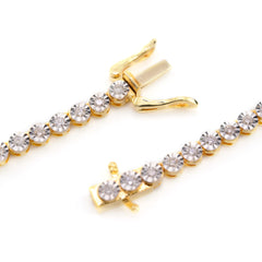 3MM 10k Yellow Gold 1.99CTW Natural Diamond Tennis Chain 18.6g 18 Inch Necklace
