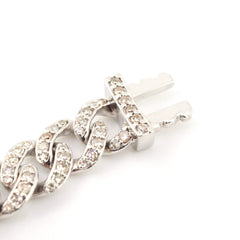 10k White Gold Women 3.25CTW Natural Diamond Cuban Heart Bracelet 14.2g 7Inch