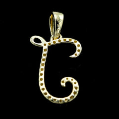 10k Yellow Gold Initial J Pendant 0.12 CTW Natural Diamond 0.72g Alphabet Charm
