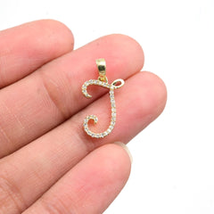 10k Yellow Gold Initial J Pendant 0.12 CTW Natural Diamond 0.72g Alphabet Charm