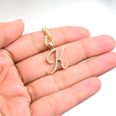 10k Yellow Gold Initial K Pendant 0.16 CTW Natural Diamond 1.43g Alphabet Charm