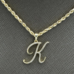 10k Yellow Gold Initial K Pendant 0.16 CTW Natural Diamond 1.43g Alphabet Charm