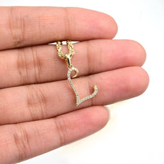 10k Yellow Gold Initial L Pendant 0.12 CTW Natural Diamond 0.77g Alphabet Charm