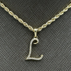 10k Yellow Gold Initial L Pendant 0.12 CTW Natural Diamond 0.77g Alphabet Charm