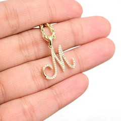 10k Yellow Gold Initial M Pendant 0.17 CTW Natural Diamond 1.4g Alphabet Charm