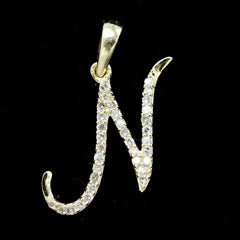 10k Yellow Gold Initial N Pendant 0.14 CTW Natural Diamond 0.92g Alphabet Charm