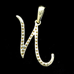10k Yellow Gold Initial N Pendant 0.14 CTW Natural Diamond 0.92g Alphabet Charm