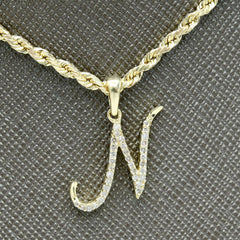 10k Yellow Gold Initial N Pendant 0.14 CTW Natural Diamond 0.92g Alphabet Charm