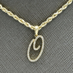 10k Yellow Gold Initial O Pendant 0.14 CTW Natural Diamond 0.96g Alphabet Charm