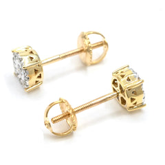 10k Yellow Gold 0.35CTW Natural Diamond Round Earring & Charm Set For Womens