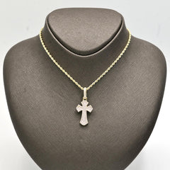 10k Yellow Gold 1CTW Natural Single Cut Diamond Cross Pendant 4.5g Mens Charm