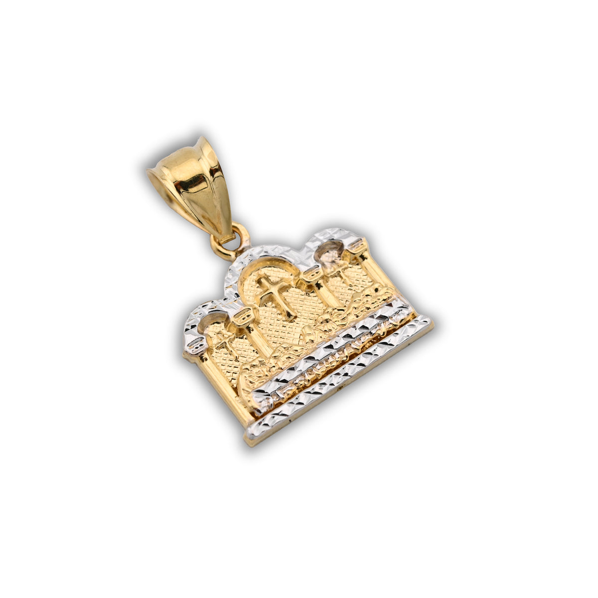 10k Yellow & White Gold Diamond-Cut Mens Last Supper Pendant Religious 2g Charm