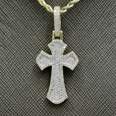 10k Yellow Gold 1CTW Natural Single Cut Diamond Cross Pendant 4.5g Mens Charm