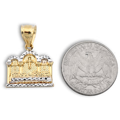 10k Yellow & White Gold Diamond-Cut Mens Last Supper Pendant Religious 2g Charm