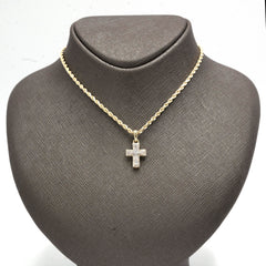 10k Yellow Gold 0.32CT Diamond Baguette Cross Pendant 1.5g Mens Religious Charm