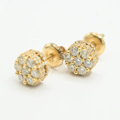 Classic 10k Yellow Gold Round Earring 0.95 CTW Natural Diamonds 2.4g Pure Stud