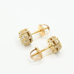 Classic 10k Yellow Gold Round Earring 0.95 CTW Natural Diamonds 2.4g Pure Stud