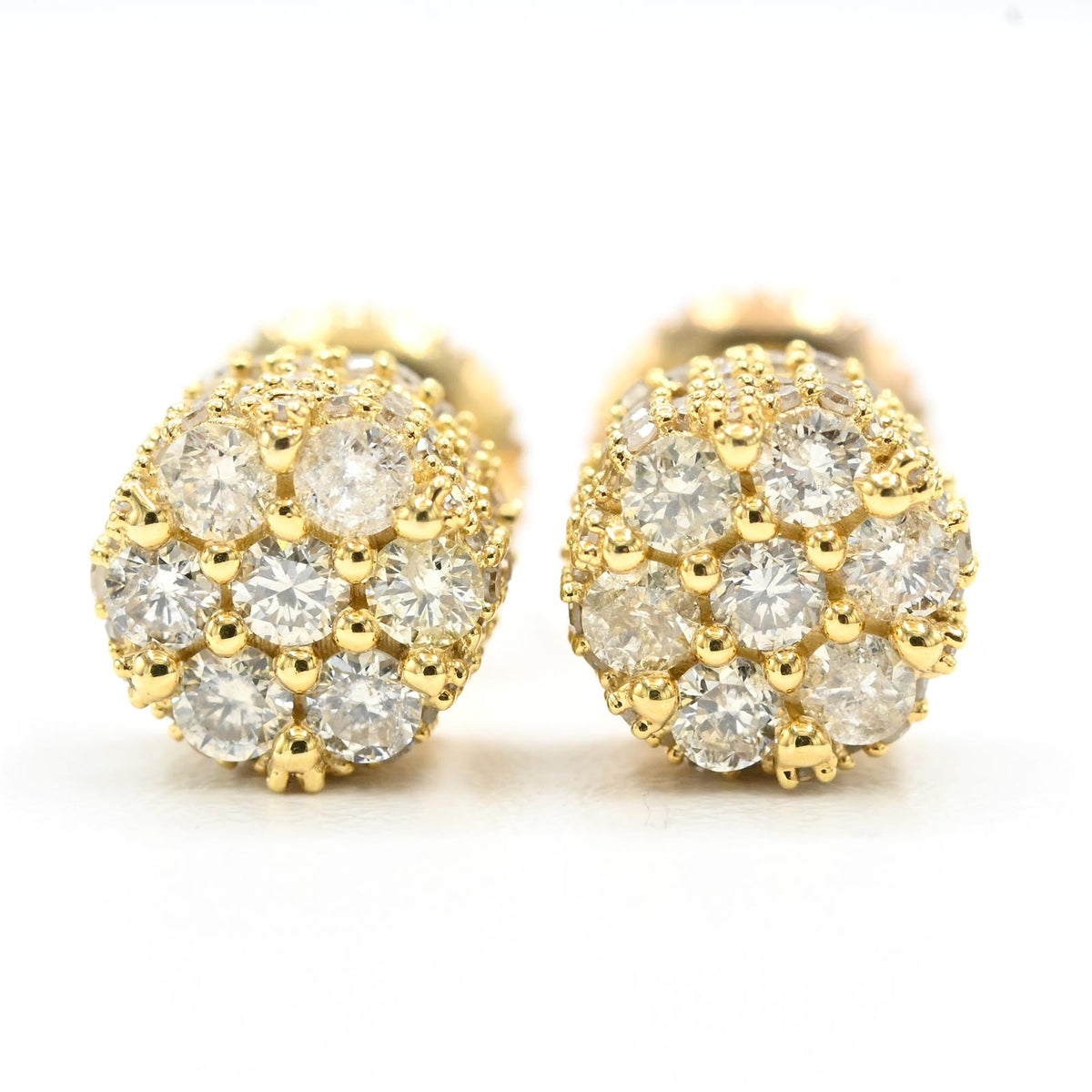 Womens Pure 10k Yellow Gold Round Earring 0.75 CTW Natural Diamonds 2.2g Stud