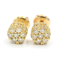 Womens Pure 10k Yellow Gold Round Earring 0.75 CTW Natural Diamonds 2.2g Stud