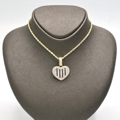 10k Gold Two Tone Heart Pendant 1.25CT Round/Baguette Natural Diamond 4.6g Charm