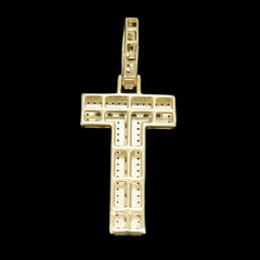 10k Yellow Gold 0.6CTW Natural Diamond Initial "T" Letter Pendant 2.4g Charm