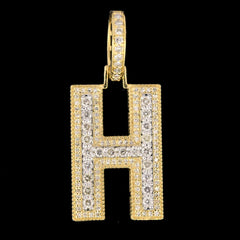 10k Yellow Gold 0.85CTW Natural Diamond Initial Letter "H" Pendant 3.7g Charm