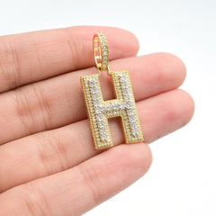 10k Yellow Gold 0.85CTW Natural Diamond Initial Letter "H" Pendant 3.7g Charm