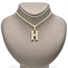 10k Yellow Gold 0.85CTW Natural Diamond Initial Letter "H" Pendant 3.7g Charm