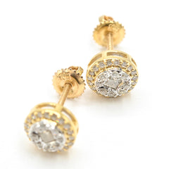10k Yellow Gold Round (Double Layer) Earring 0.35 CTW Natural Diamonds 1.6g Stud