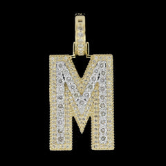 10k Yellow Gold 1.1 CTW Natural Diamond Initial "M" Pendant 4.1g Alphabet Charm
