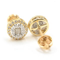 10k Yellow Gold Round (Double Layer) Earring 0.35 CTW Natural Diamonds 1.6g Stud