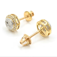 10k Yellow Gold Round (Double Layer) Earring 0.35 CTW Natural Diamonds 1.6g Stud