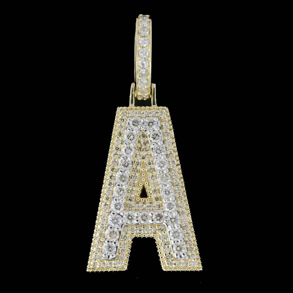 10k Yellow Gold 0.85CTW Diamond A Initial Alphabet Pendant 3D Letter 3.65g Charm