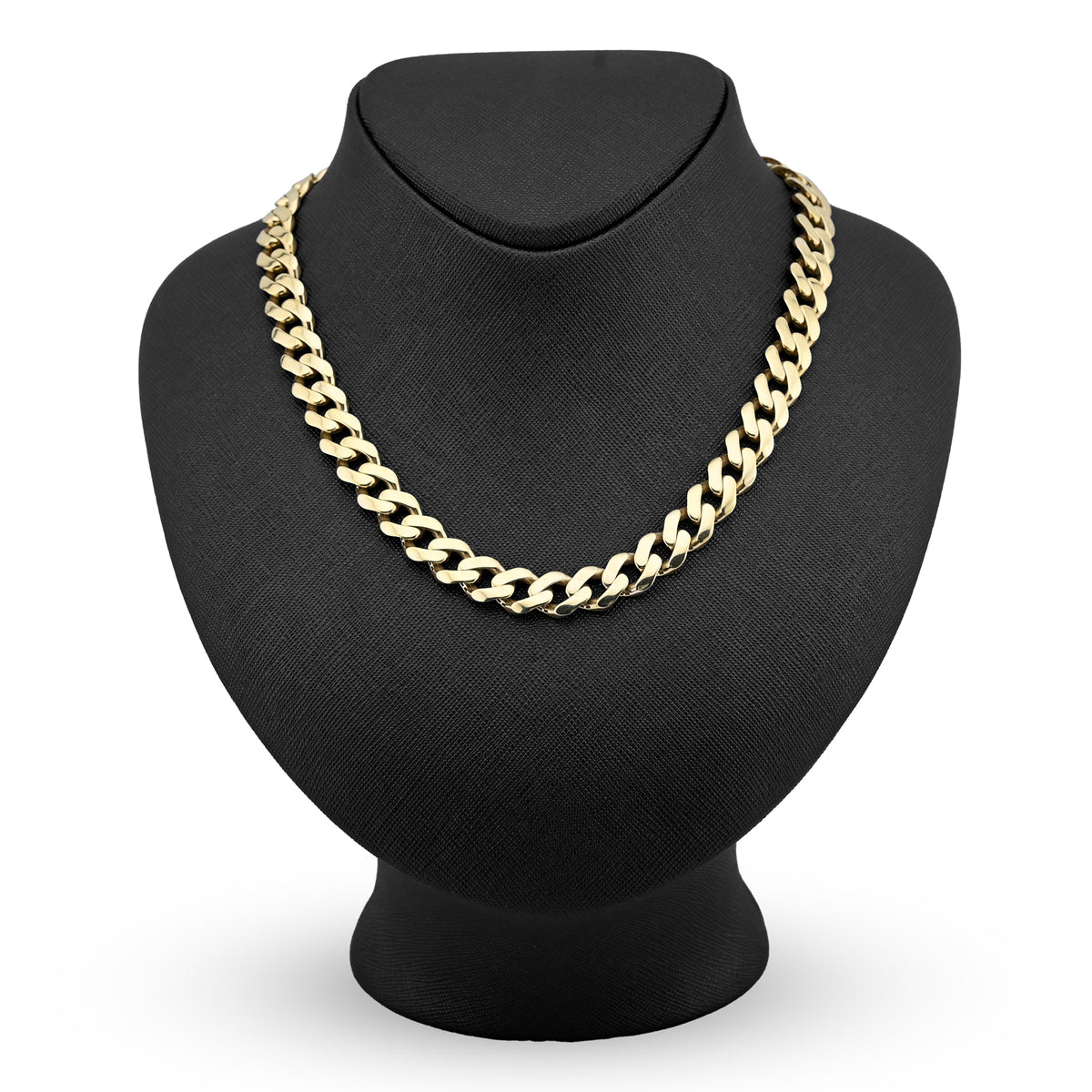 12MM 1/10th 10k Yellow Gold Bonded 925 Cuban Link Chain 22 Inch 42.3gms Necklace