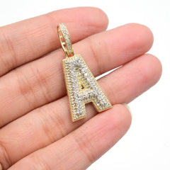10k Yellow Gold 0.85CTW Diamond A Initial Alphabet Pendant 3D Letter 3.65g Charm
