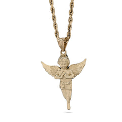 10k Yellow Gold Angel Pendant Religious 1.9g Charm For Mens