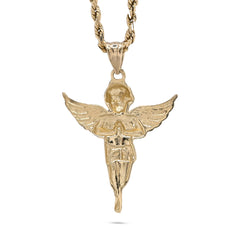 10k Yellow Gold Angel Pendant Religious 1.9g Charm For Mens