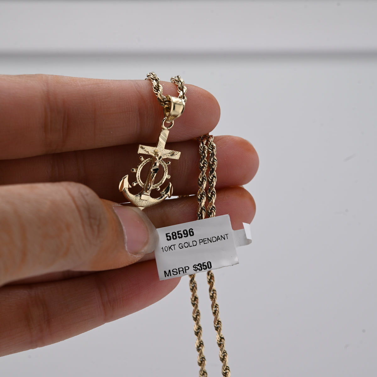 10k Yellow Gold Mens Mariner Anchor Crucifix Cross Pendant Religious 1g Charm