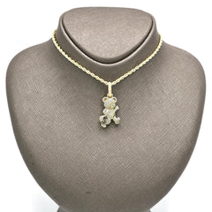 10k Yellow Gold 0.8CT Natural Diamond Teddy Bear w/ Money Bag Pendant 4.3g Charm