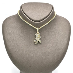 10k Yellow Gold 0.8CTW Diamond Teddy Bear w/ Dollar Money Bag Pendant 4.3g Charm