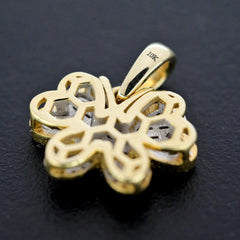 10k Yellow Gold 0.25CT Baguette Diamond Butterfly w/ Heart Wing Pendant 2g Charm