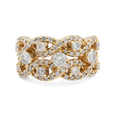 For Mens 14k Yellow Gold 5.5CTW Natural Diamond Double Twisted Ring 10gms Band