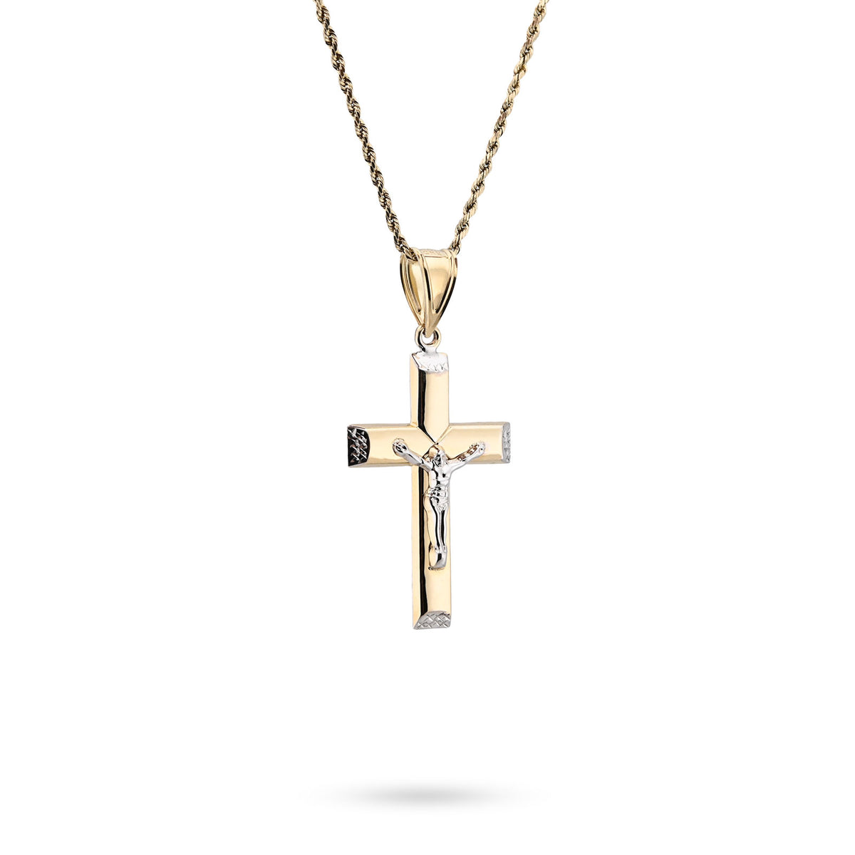 1/10th 10k Gold Bonded 925 Two Tone Cross Crucifix Pendnat Religious 3.3gm Charm